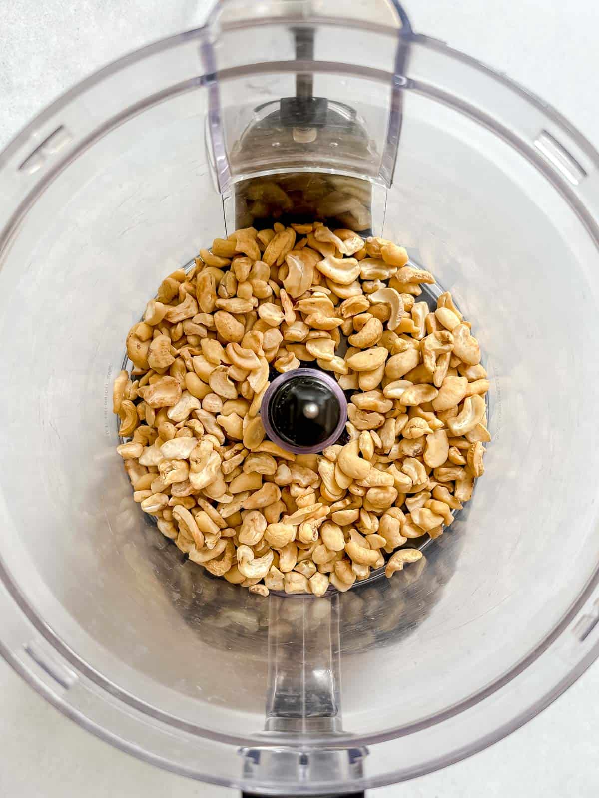 Unsoaked cashews in food processor