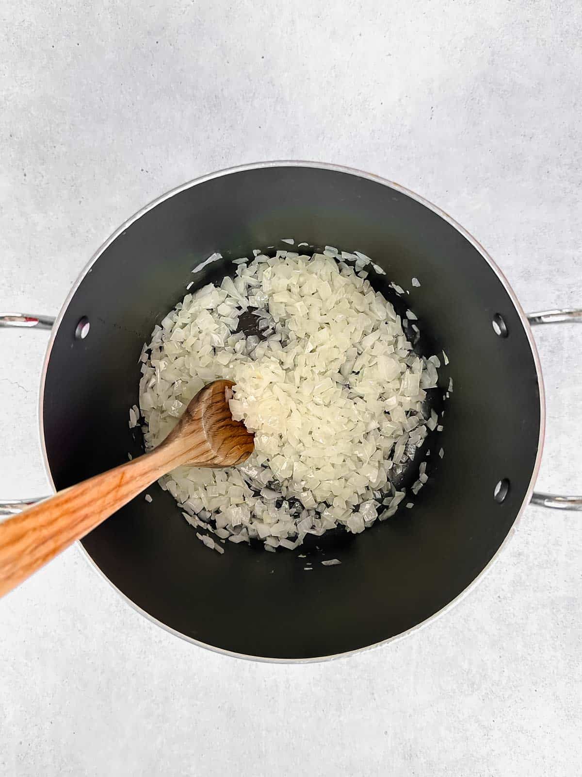 Sautéd onions in soup pot